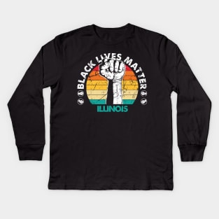 Illinois black lives matter political protest Kids Long Sleeve T-Shirt